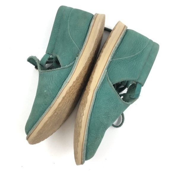 Wild Soles Green Leather Vintage Handmade Moccasins size 5 - Picture 3 of 10